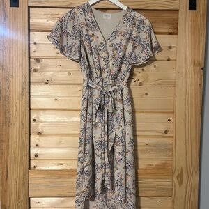 Sienna Sky White and Blue Ruffled Wrap Sundress